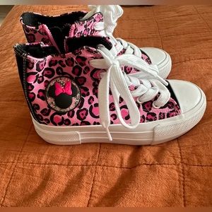 Girls Minnie Mouse Pink Cheetah High Tops